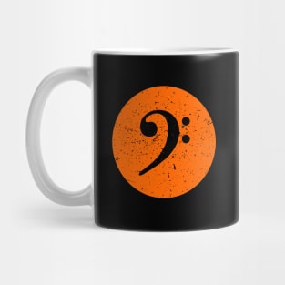 Bass Player Gift - Vintage Style Orange Bass Clef Mug